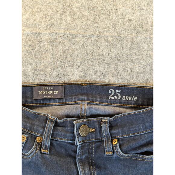 J. Crew Jeans Womens 25 Toothpick Ankle Skinny Low-Rise Stretch Denim Blue - Picture 3 of 11